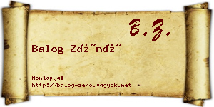 Balog Zénó névjegykártya